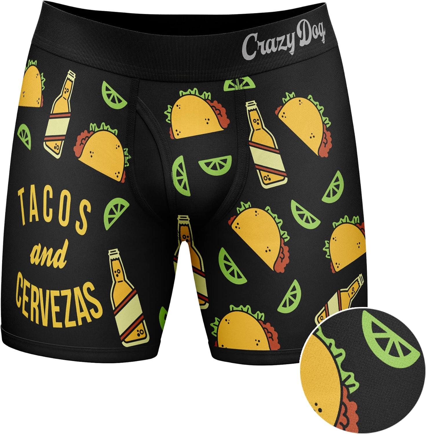 imageCrazy Dog TShirts Mens Tacos and Cervezas Boxer Briefs Funny Gag Underwear Hilarious Saying Humor for GuysBlack