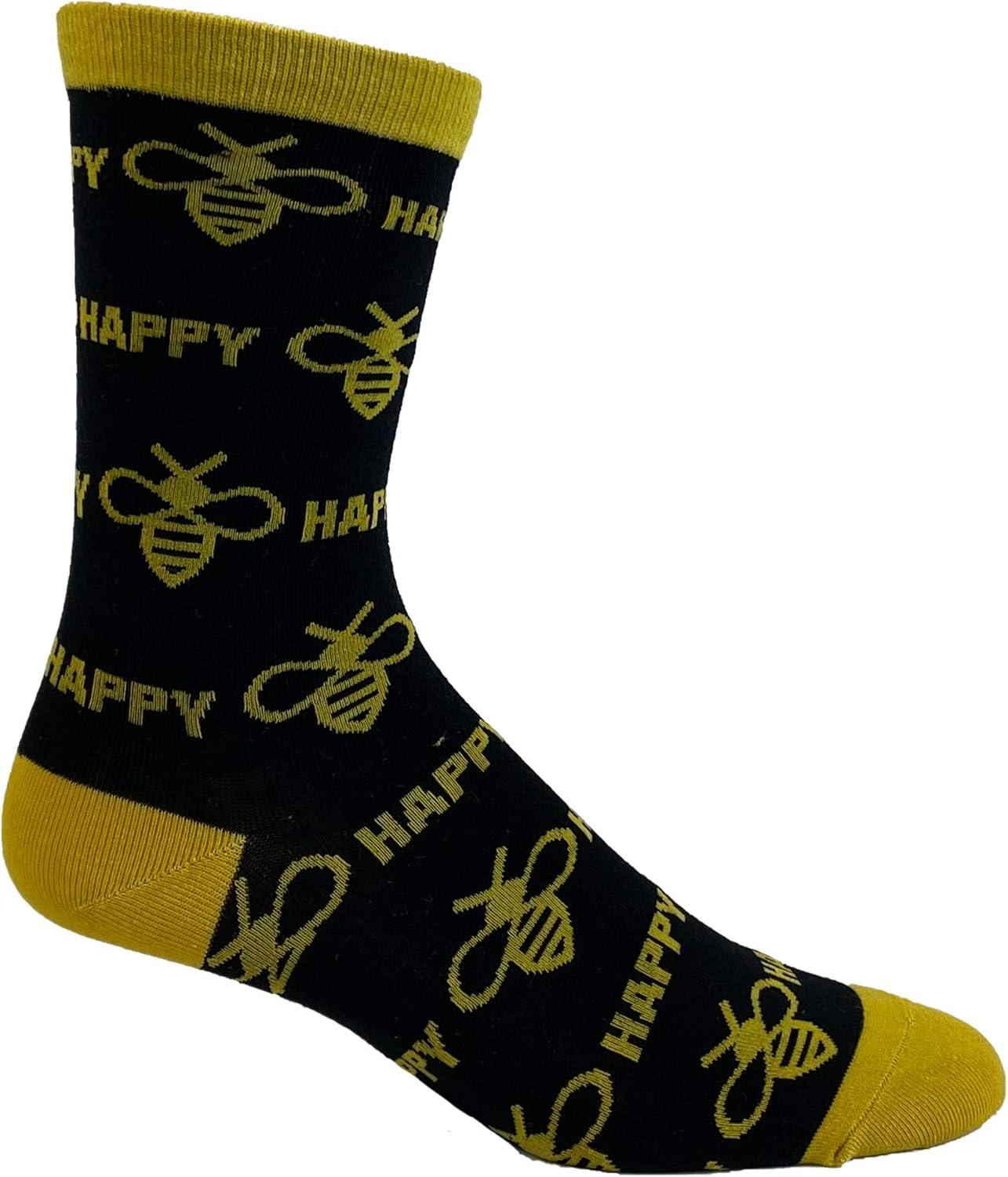 imageCrazy Dog TShirts Womens Animal Socks Cute Funny Socks with Fun Animals and Sarcastic SayingsBee Happy