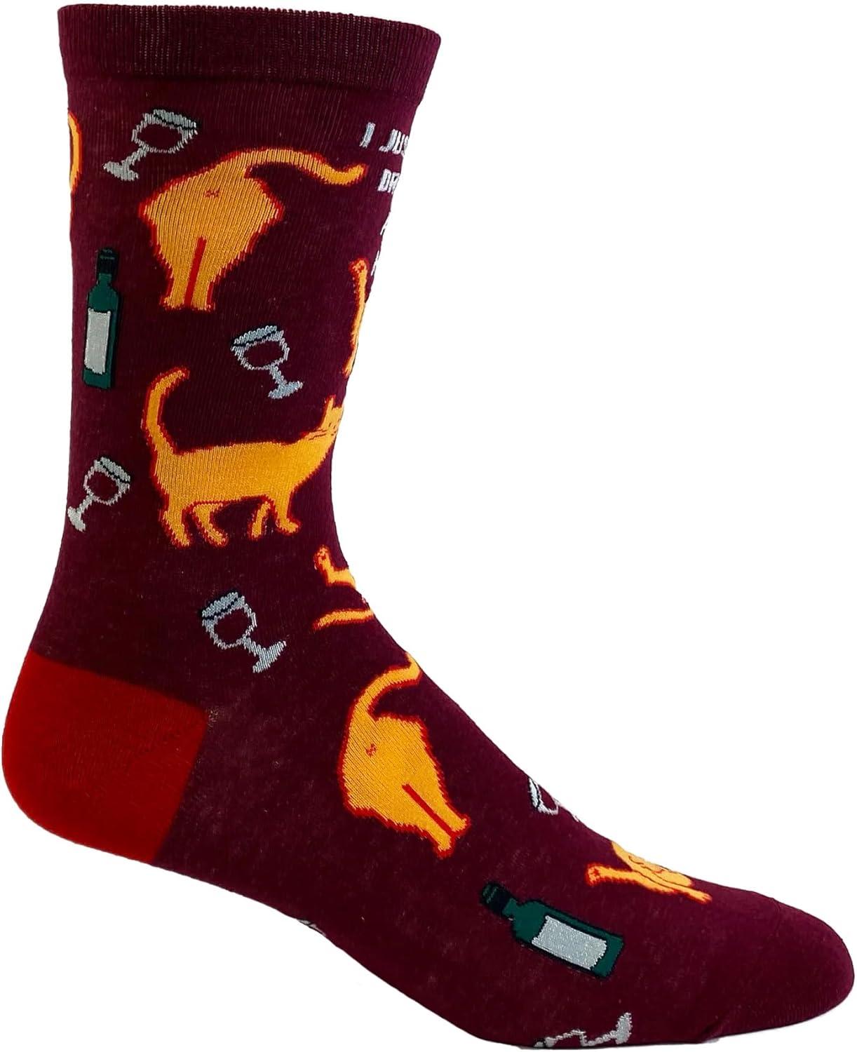 imageCrazy Dog TShirts Womens Animal Socks Cute Funny Socks with Fun Animals and Sarcastic SayingsWine and Cat