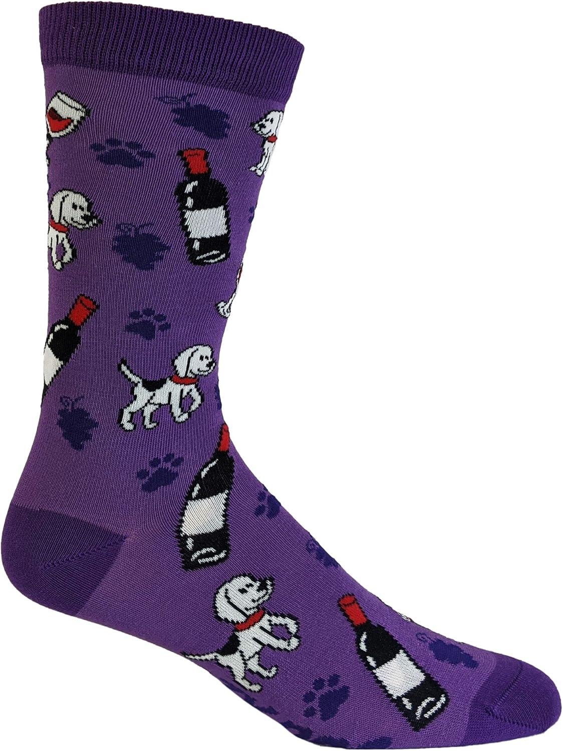 imageCrazy Dog TShirts Womens Animal Socks Cute Funny Socks with Fun Animals and Sarcastic SayingsWine and Dog V2