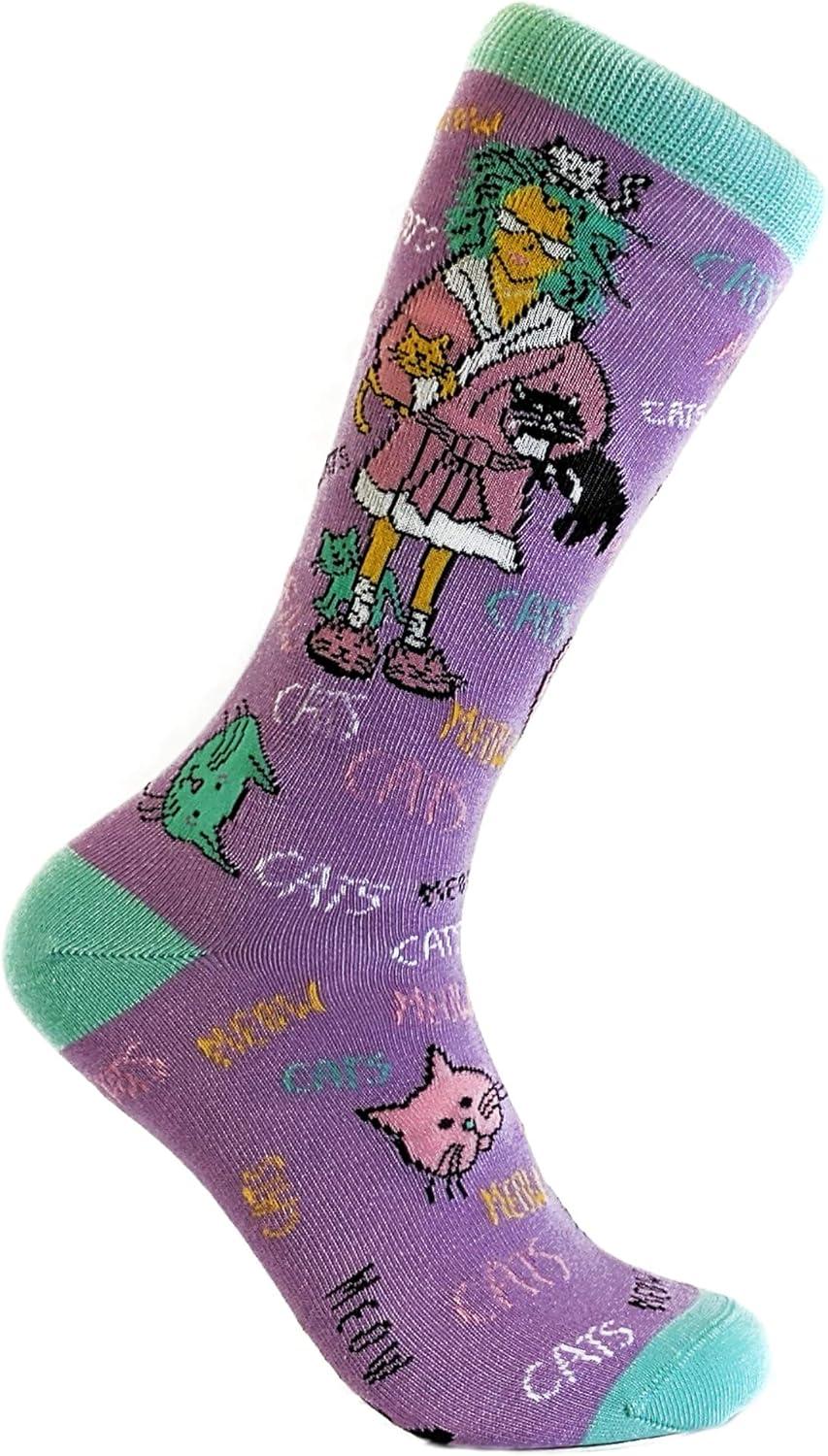 imageCrazy Dog TShirts Womens Cat Lady Sock Funny Novelty Cute Pet Face Cool Kitty Funky 90s