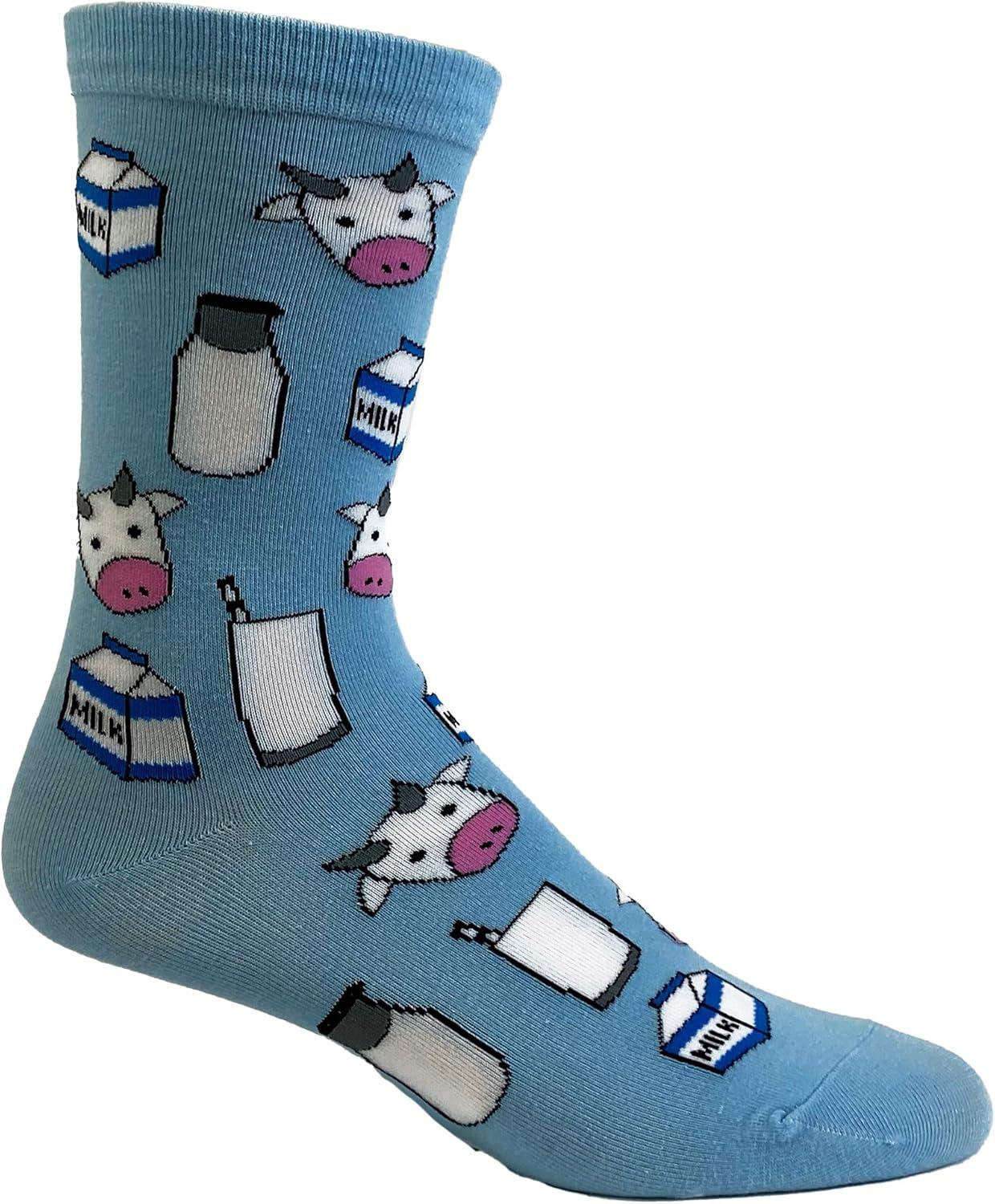 imageCrazy Dog TShirts Womens Cute Mismatched Socks With Funny Graphics for LadiesMilk and Cookies