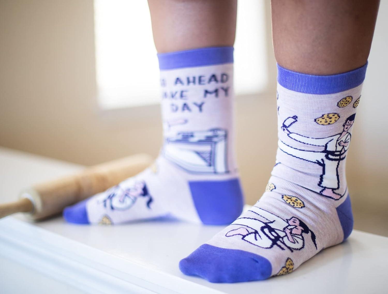 imageCrazy Dog TShirts Womens Go Ahead Bake My Day Socks Funny Karate Baking Cookies Kitchen Novelty Footwear