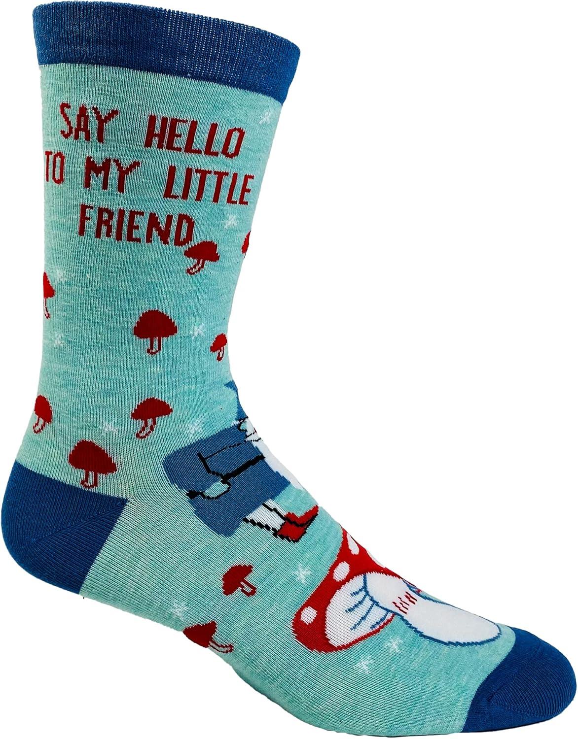 imageCrazy Dog TShirts Womens Say Hello to My Little Friend Socks Funny Mushroom Gnome Novelty Fantasy Fairy Tale Footwear