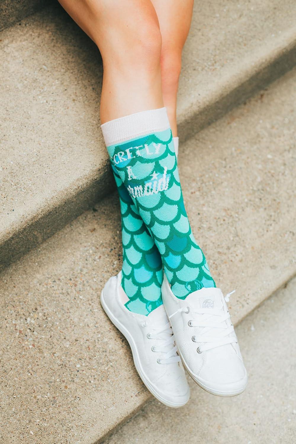 imageCrazy Dog TShirts Womens Secretly A Mermaid Socks Novety Graphic Sock Cute Colorful and Bright Fun Pattern Gift for Her Footwear