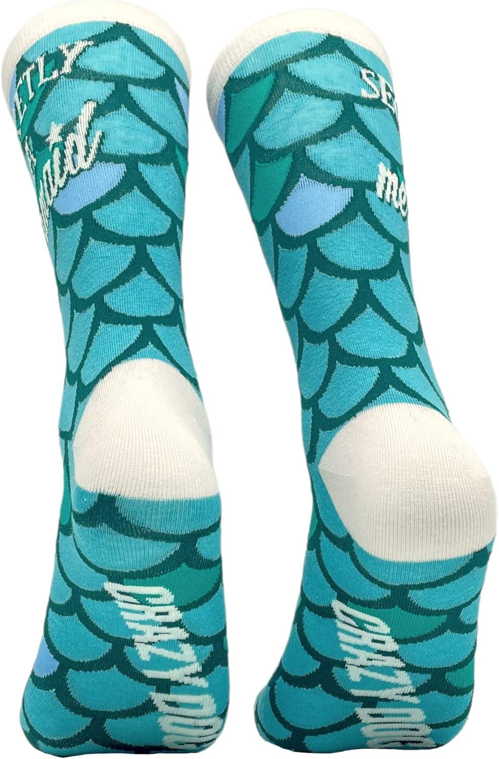 imageCrazy Dog TShirts Womens Secretly A Mermaid Socks Novety Graphic Sock Cute Colorful and Bright Fun Pattern Gift for Her Footwear