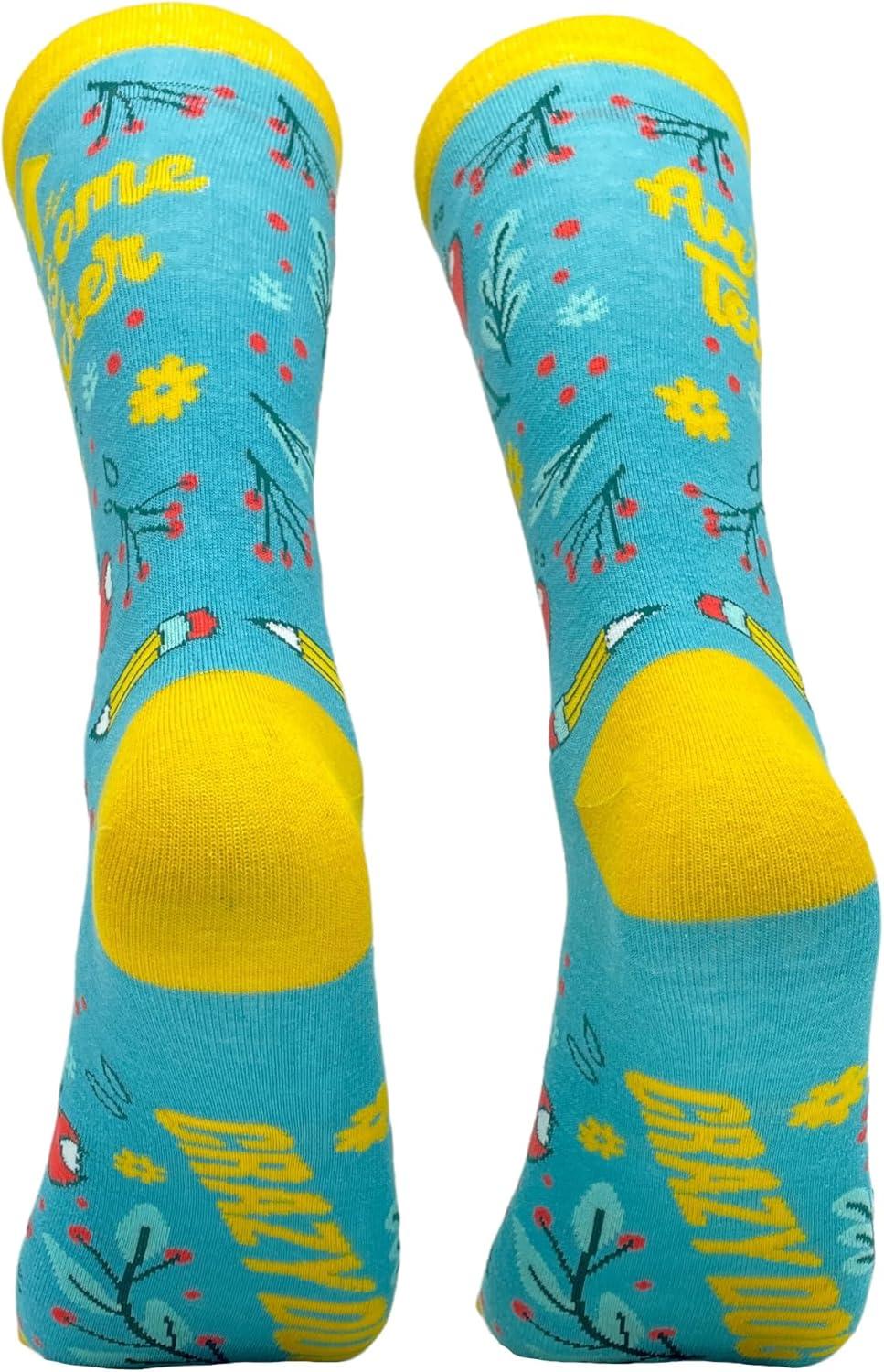 imageCrazy Dog TShirts Womens Teacher Socks funny Sarcastic School Graphic Footwear for LadiesBlue