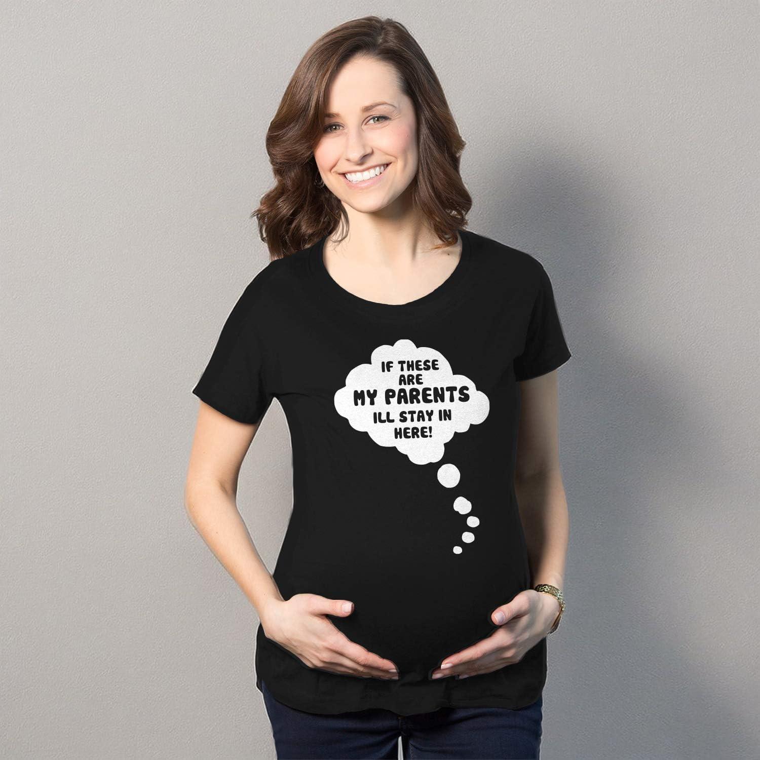 imageFunny Maternity T Shirts for Pregnant Women with Sarcastic Sayings Hilarious Womens Shirts for PregnancyHeather Black Stay Here