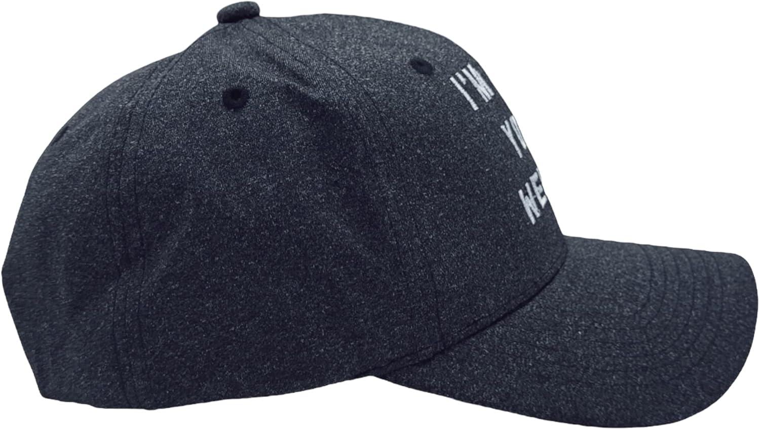 imageFunny Novelty Hats Sarcastic Graphic Caps for Men and Women with Funny SayingsHeather Black Im Here