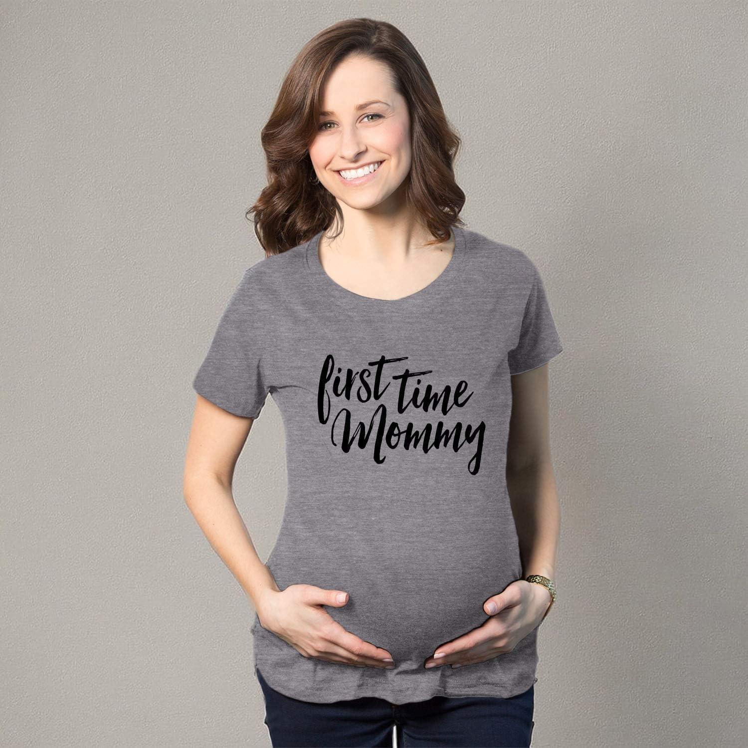 imageMaternity First Time Mommy Pregnancy T Shirt Cute Belly Bump Tee Mother to BeDark Heather Grey