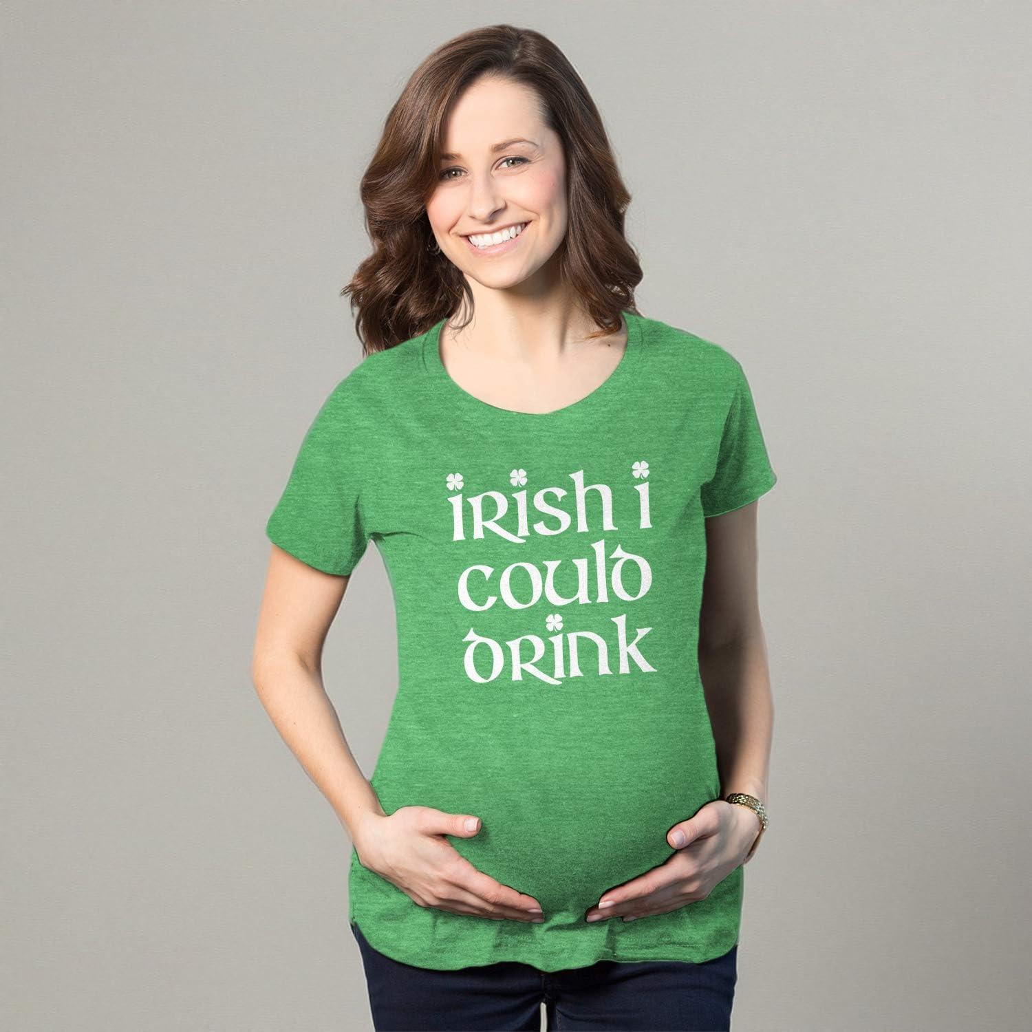 imageMaternity Irish I Could Drink Funny Saint Patricks Day Pregnancy Baby Bump ShirtGreen