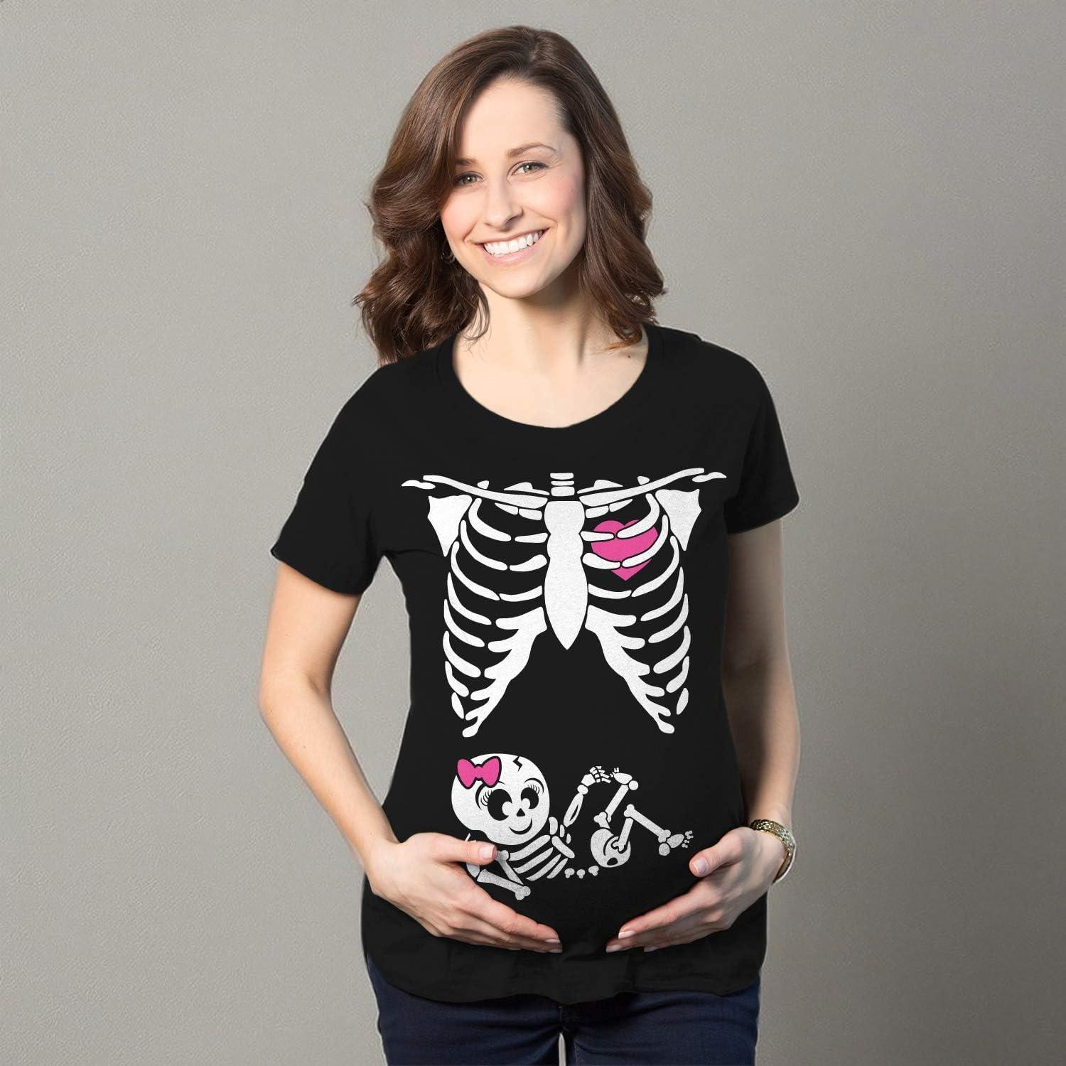 imageMaternity Skeleton Baby Monster Pumpkin T Shirts Funny Cute Pregnancy Halloween TeesBaby Girl