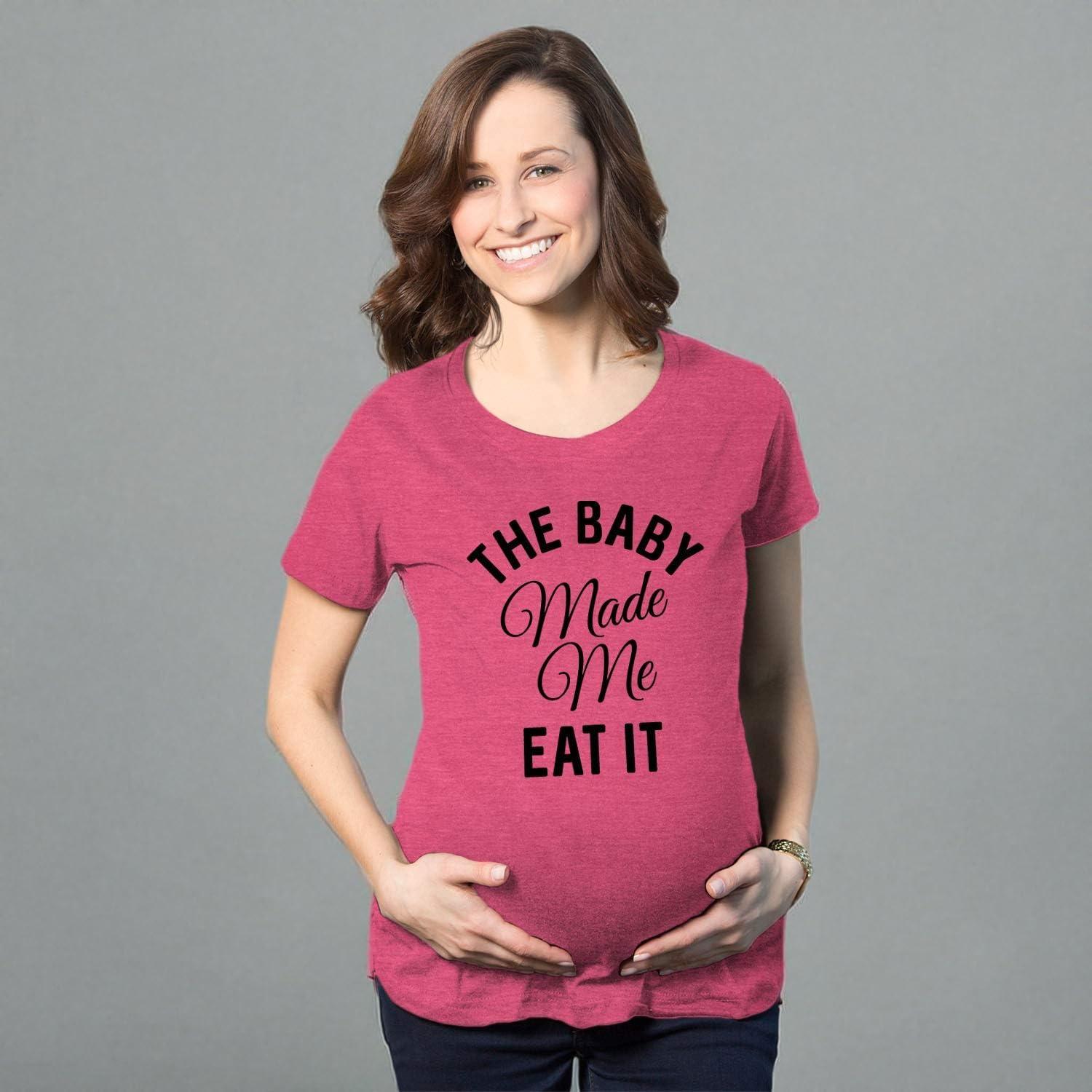 imageMaternity The Baby Made Me Eat It Funny Announcement Graphic Pregnancy T ShirtHeather Pink