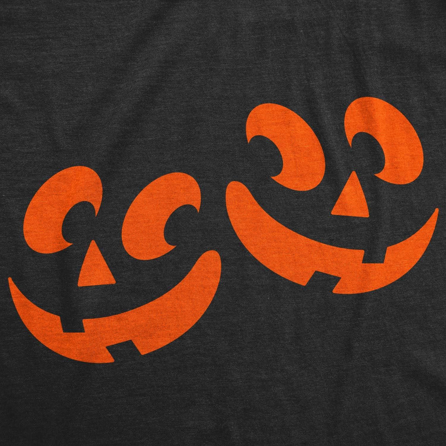 imageMaternity Twin Pumpkin Faces T Shirt Cute Halloween JackOLantern Pregnancy TeeHeather Black