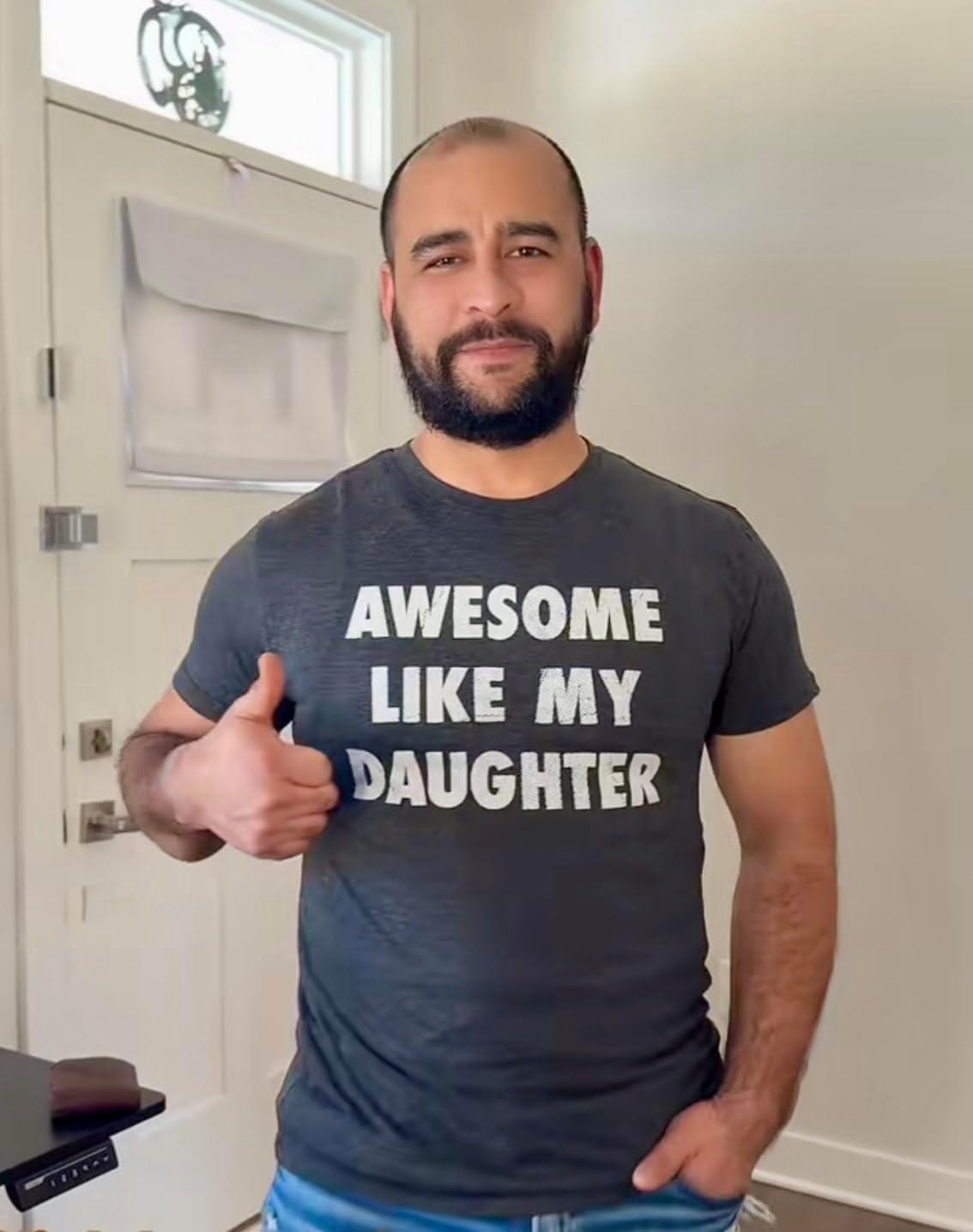 imageMens Awesome Like My Daughter T Shirt Funny Fathers Day Awesome Dad Graphic TeeHeather Black