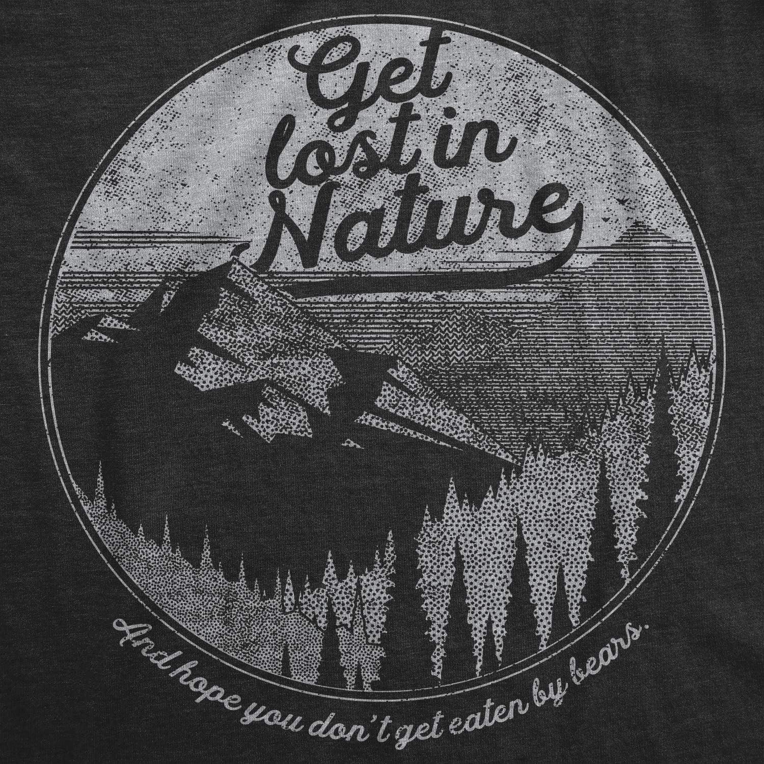 imageMens Camping T Shirts Funny Camp Tees for Guys Cool Shirts for Outdoor CampingHeather Black Get Lost