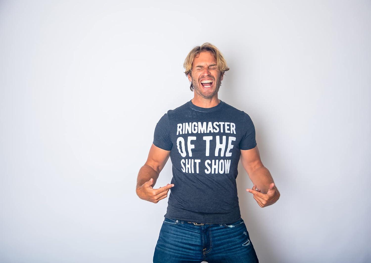imageMens Camping T Shirts Funny Camp Tees for Guys Cool Shirts for Outdoor CampingHeather Black Ringmaster