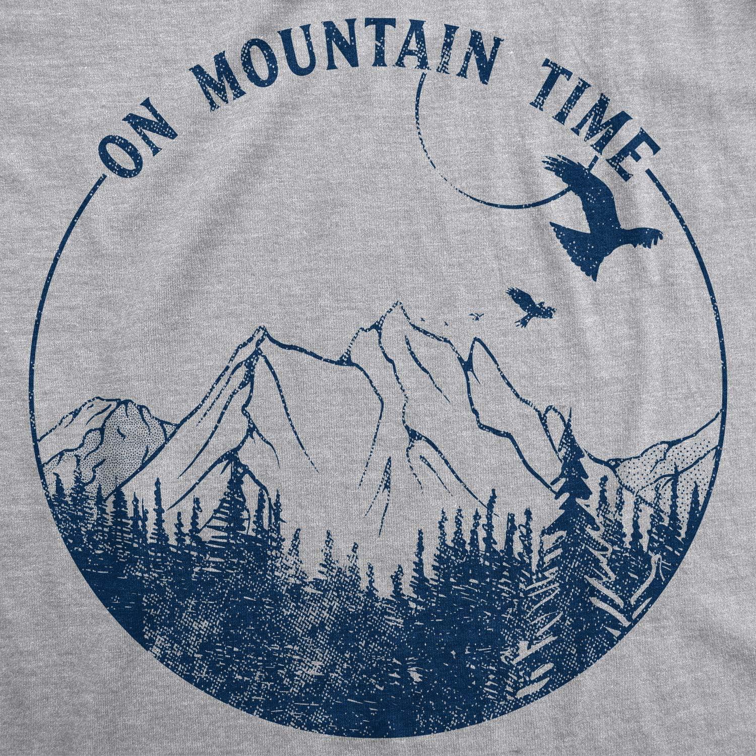 imageMens Camping T Shirts Funny Camp Tees for Guys Cool Shirts for Outdoor CampingLight Heather Grey Mountain Time