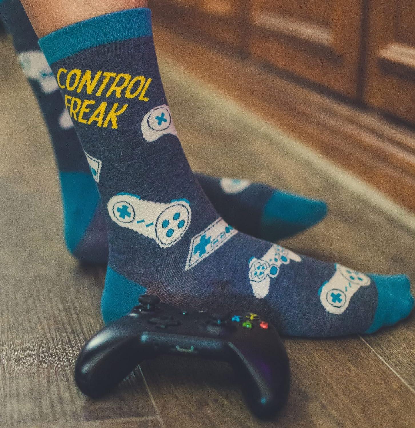 imageMens Gamer Socks Funny Footware for Video Game PlayersControl Freak