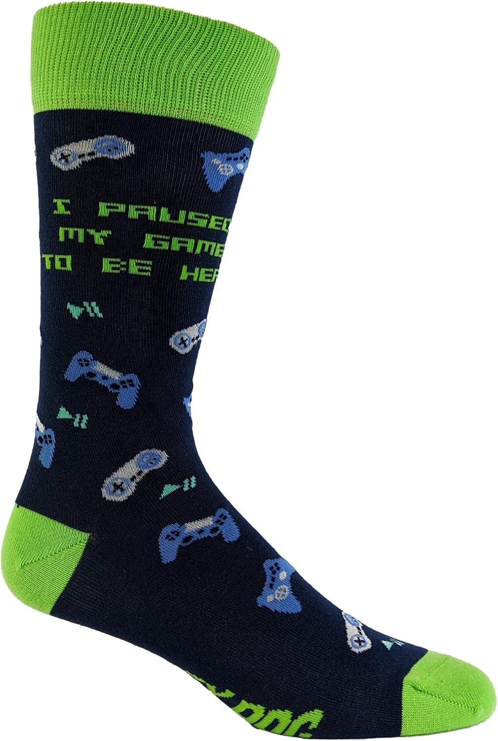 imageMens Gamer Socks Funny Footware for Video Game PlayersPaused My Game