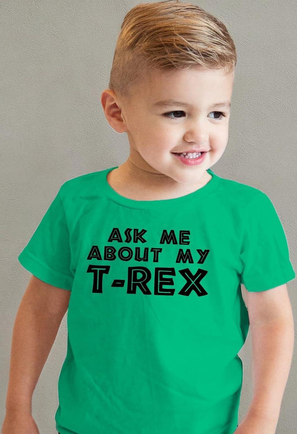 imageToddler Ask Me About My Trex T Shirt Funny Cool Dinosaur Flip Humor Tee for KidsGreen