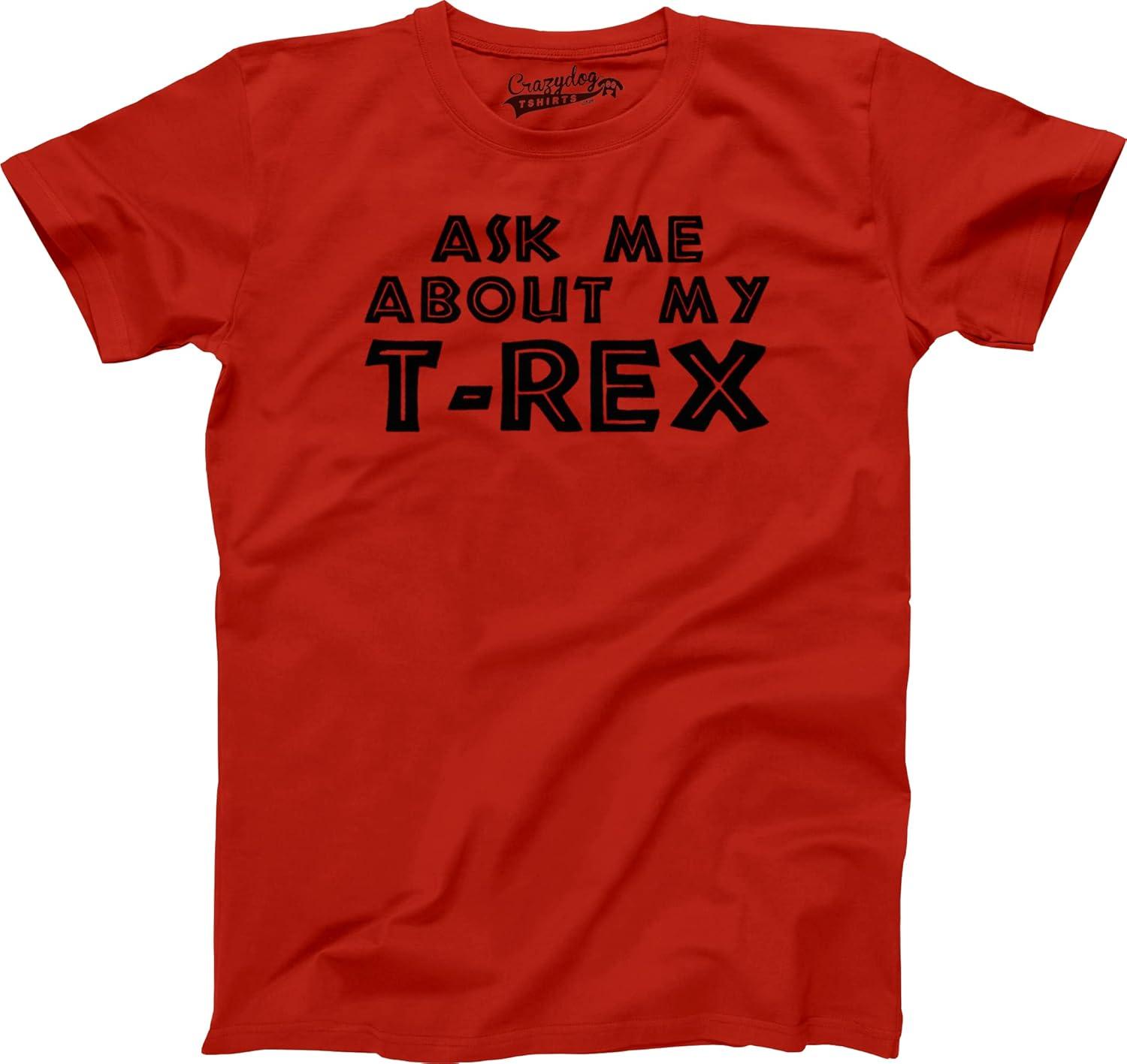 imageToddler Ask Me About My Trex T Shirt Funny Cool Dinosaur Flip Humor Tee for KidsRed