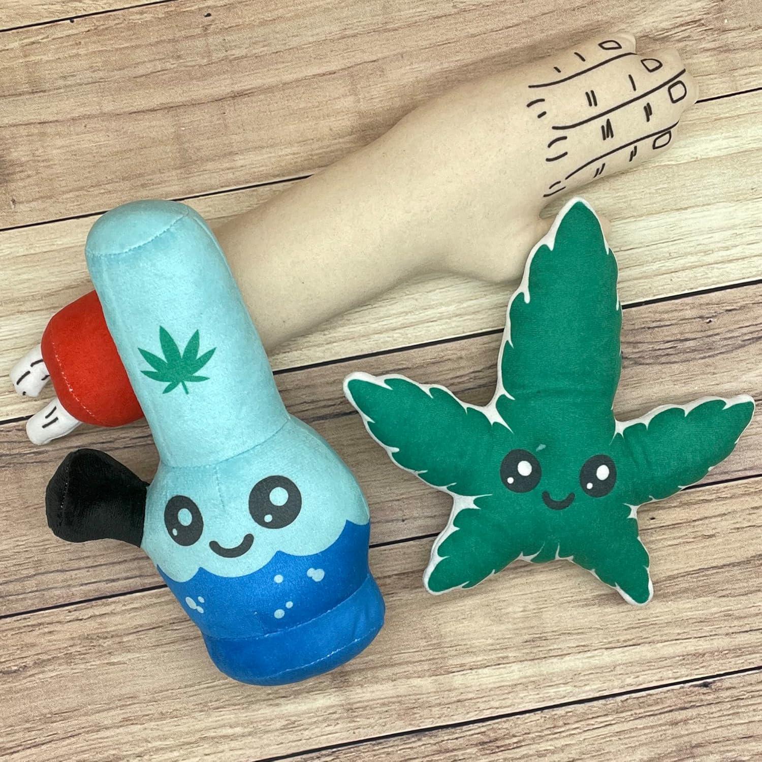 imageUFO and Aliens Dog Toy Funny Flying Saucer Stuffed Chew Toy with Hidden Treat Holes and Removable Aliens Rip and Reveal Interactive ChewArm Leaf and Pipe