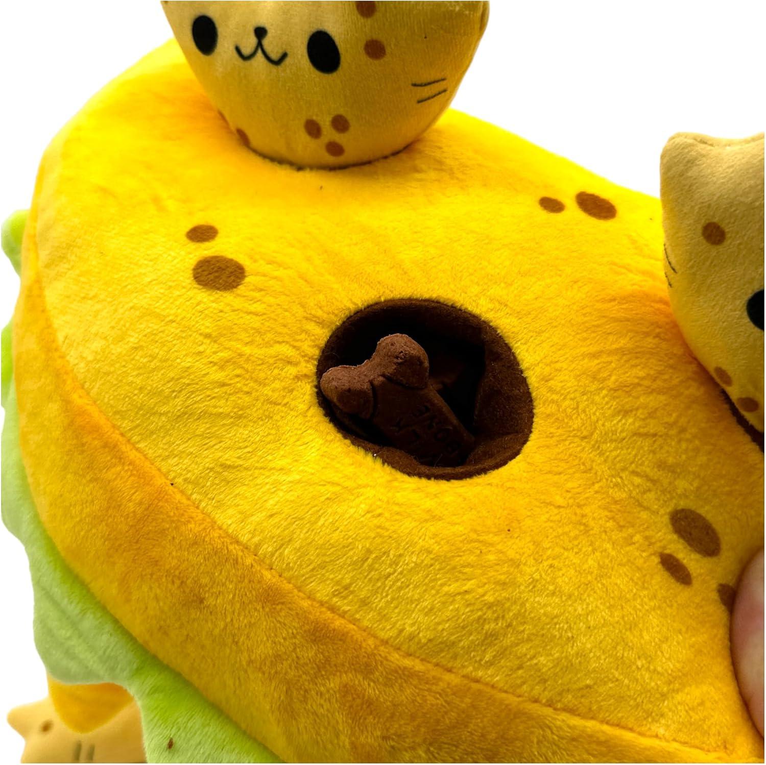 imageUFO and Aliens Dog Toy Funny Flying Saucer Stuffed Chew Toy with Hidden Treat Holes and Removable Aliens Rip and Reveal Interactive ChewTaco Cat
