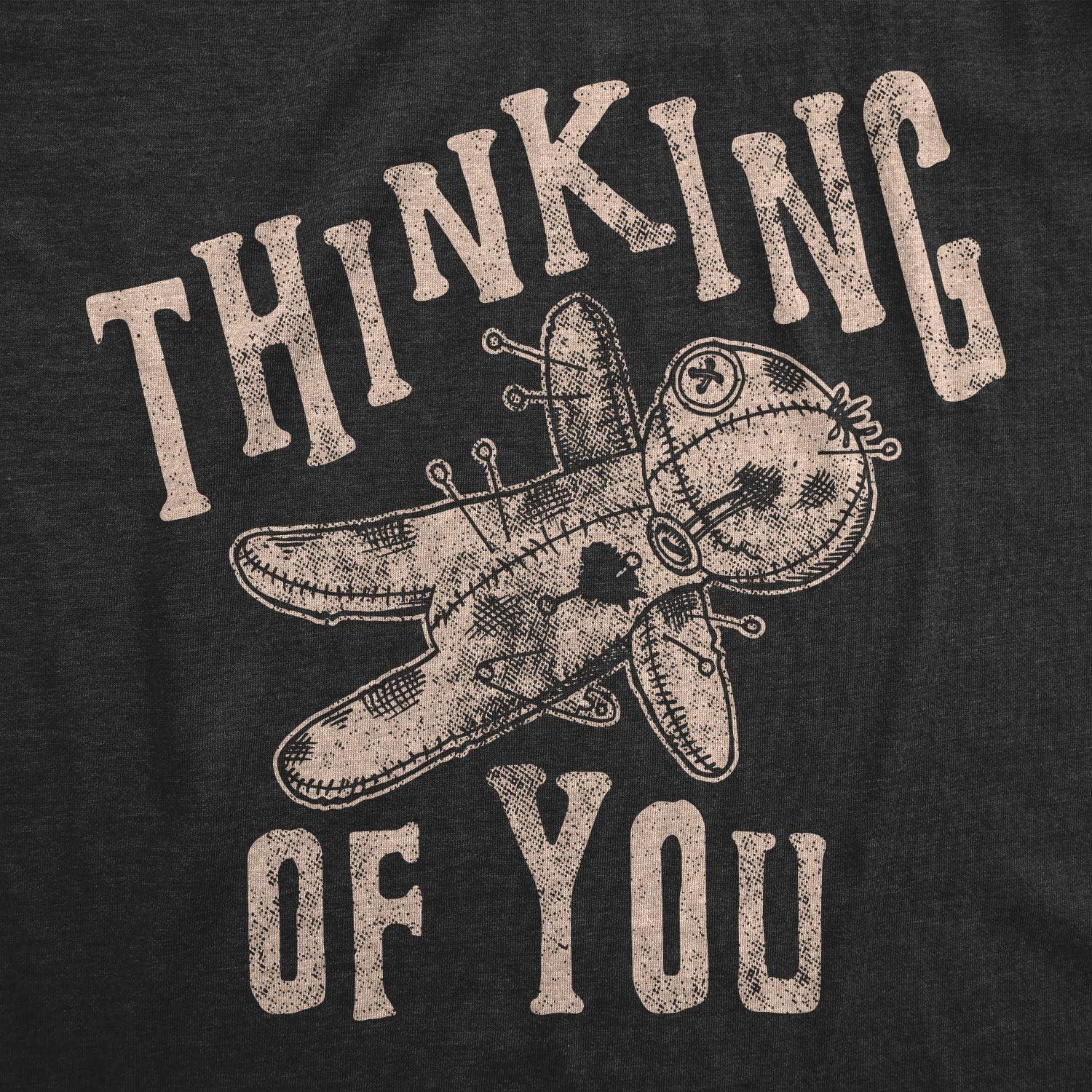 imageWomens Thinking of You T Shirt Funny Voodoo Doll Graphic Novelty TeeHeather Black