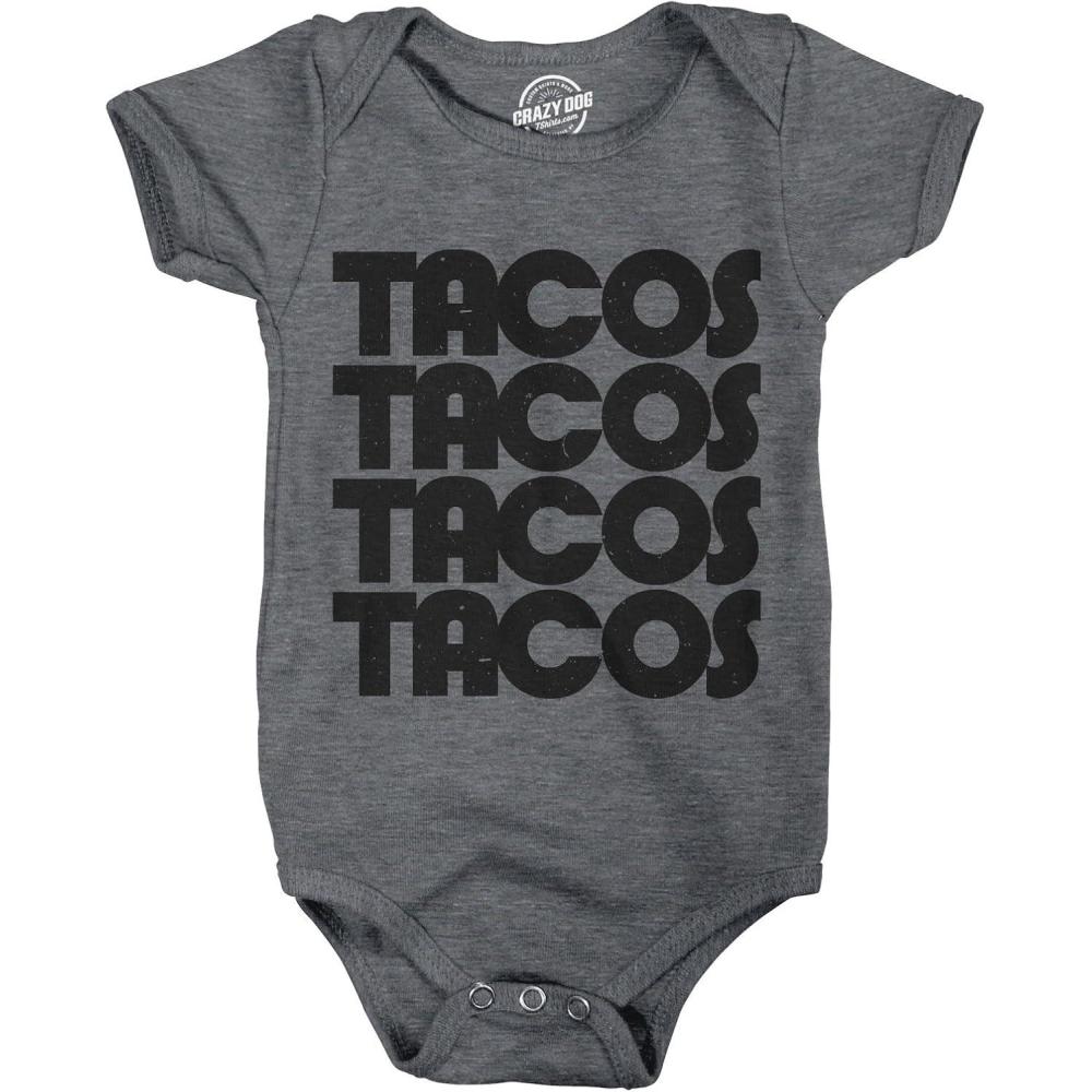 imageCrazy Dog TShirts Creeper Tacos Tacos Tacos Funny Mexican Bodysuit For Newborn Baby
