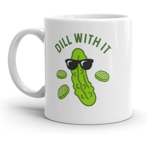 imageCrazy Dog TShirts Dill With It Funny Pickle Mug Novelty Coffee Cup for Pickle Lovers Humorous Ceramic Gift for Friends Coworkers and Foodies