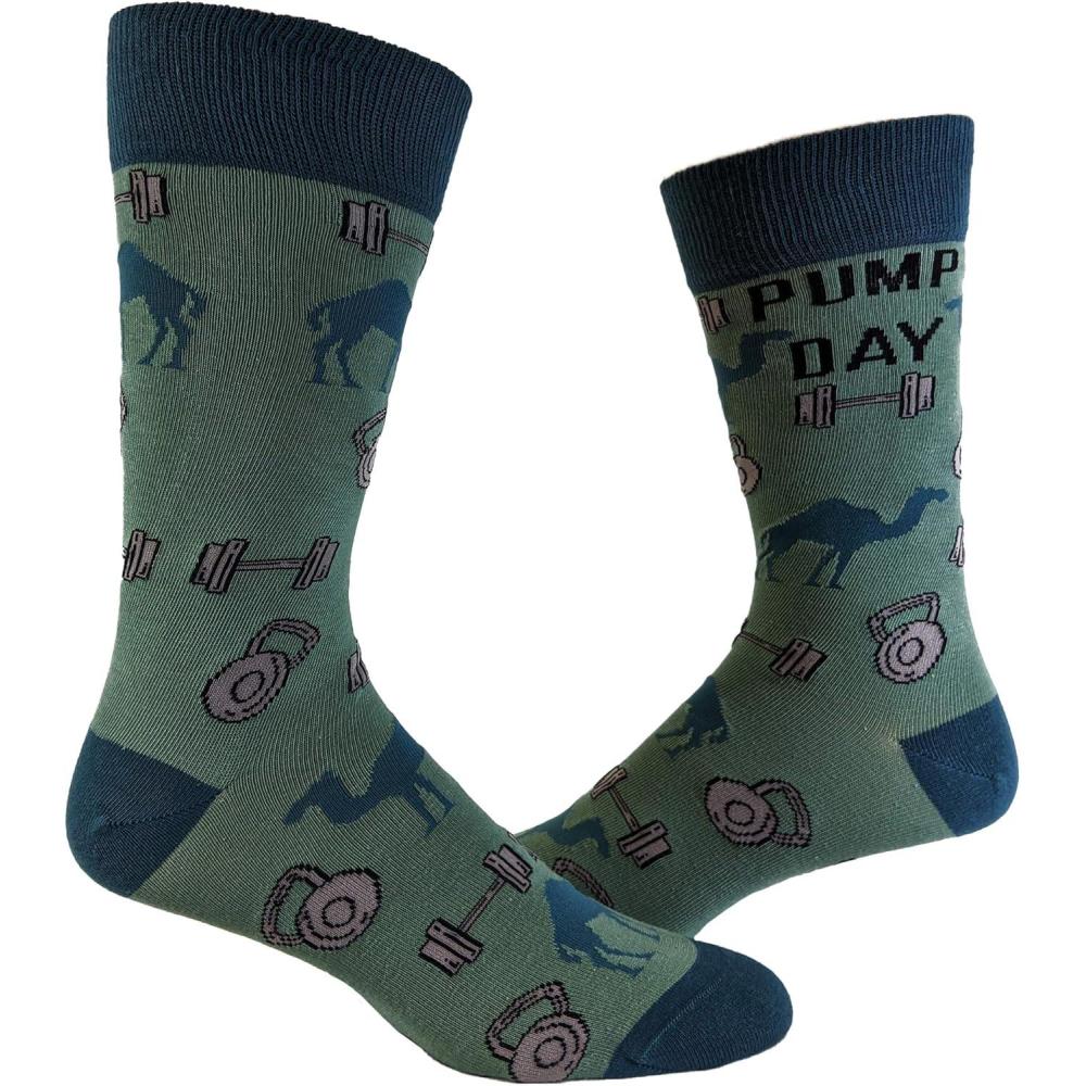 imageCrazy Dog TShirts Funny Pump Day Gym Crew Socks for Men  Weightlifting amp Workout Socks  Novelty Fitness Gift for Bodybuilders Powerlifters amp Gym Lovers with Camel amp Barbell Print