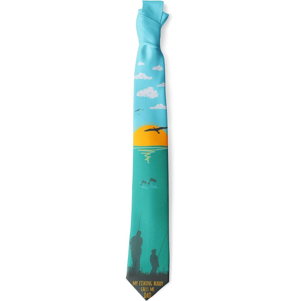 imageCrazy Dog TShirts Funny Ties for Dad Hilarious Graphic Neckties for Fathers Day Cool Dad TiesFishing Buddy