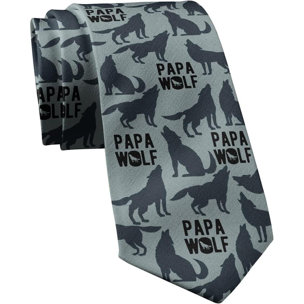 imageCrazy Dog TShirts Funny Ties for Dad Hilarious Graphic Neckties for Fathers Day Cool Dad TiesPapa Wolf