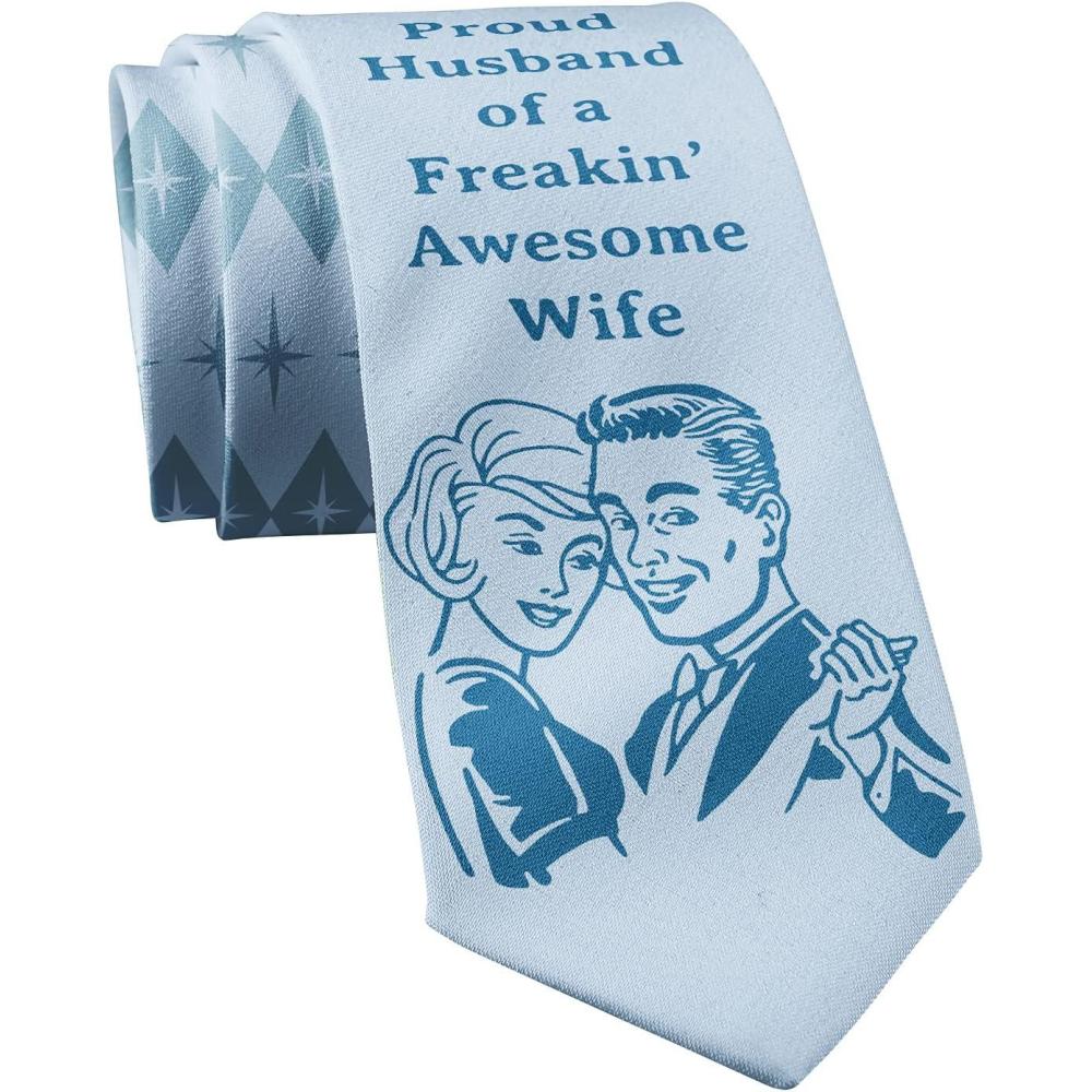 imageCrazy Dog TShirts Funny Ties for Dad Hilarious Graphic Neckties for Fathers Day Cool Dad TiesProud Husband