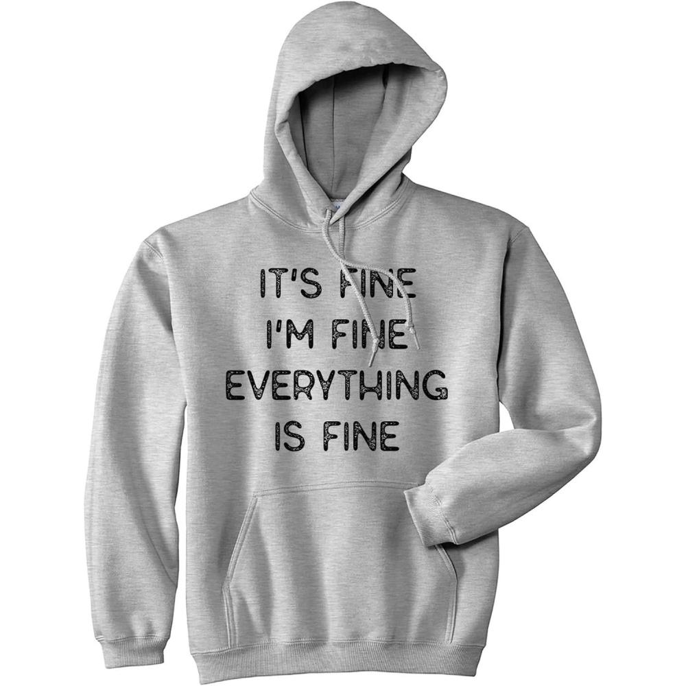 imageCrazy Dog TShirts Funny Unisex Hoodies Sarcastic Hoodies for Men and Women with Funny SayingsHeather Grey Everything is Fine