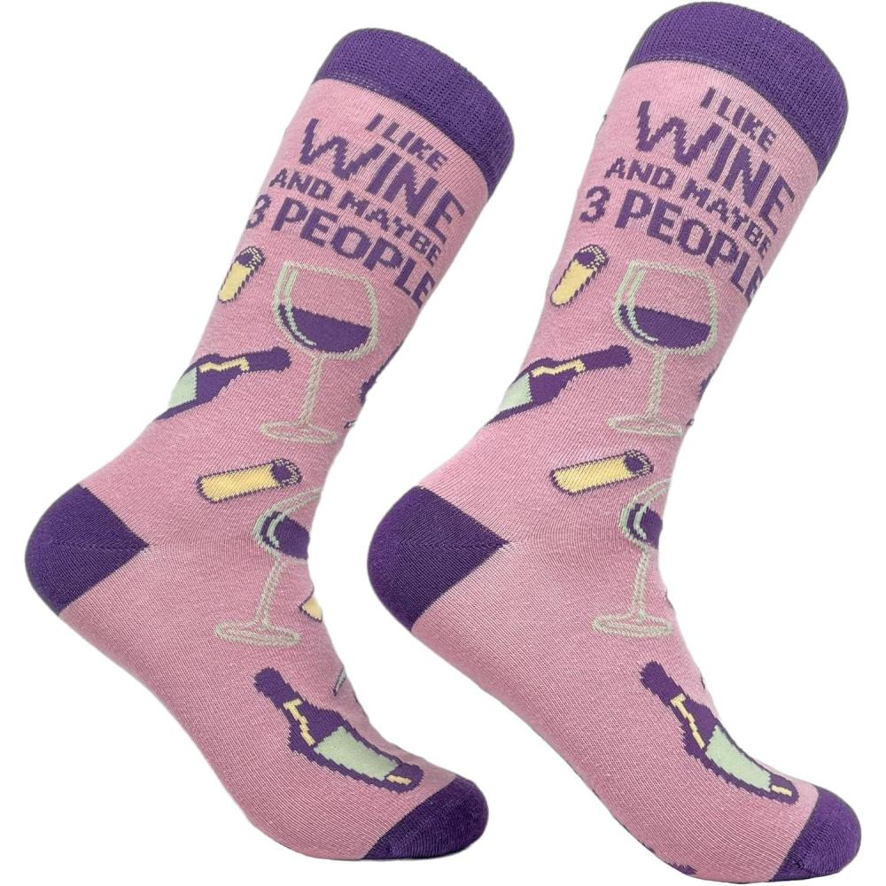 imageCrazy Dog TShirts Funny Womens Socks with Sarcastic Sayings and Cool Designs for GirlsWine and Three People