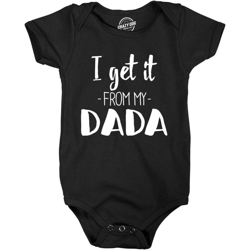 imageCrazy Dog TShirts I Get It From My Dada Funny New Dad Fathers Day Baby Infant Creeper Bodysuit