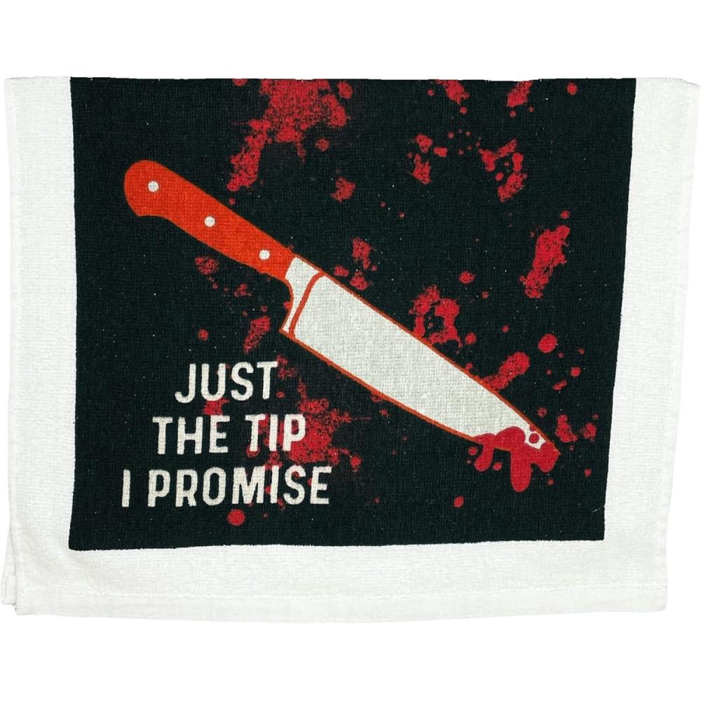 imageCrazy Dog TShirts Just The Tip I Promise Funny Horror Bloody Knife Tea TowelJust the Tip