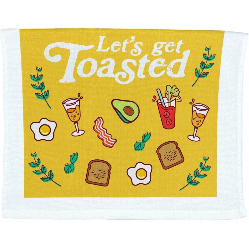 imageCrazy Dog TShirts Lets Get Basted Funny Turkey Dinner Drinking Tea TowelLets Get Toasted