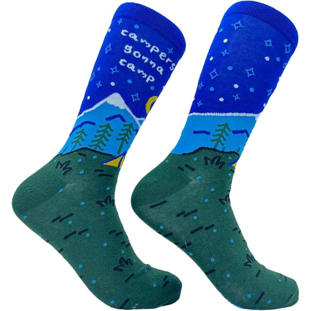 imageCrazy Dog TShirts Mens Funny Camping Socks With Awesome Graphics Hiking Socks for MenGonna Camp