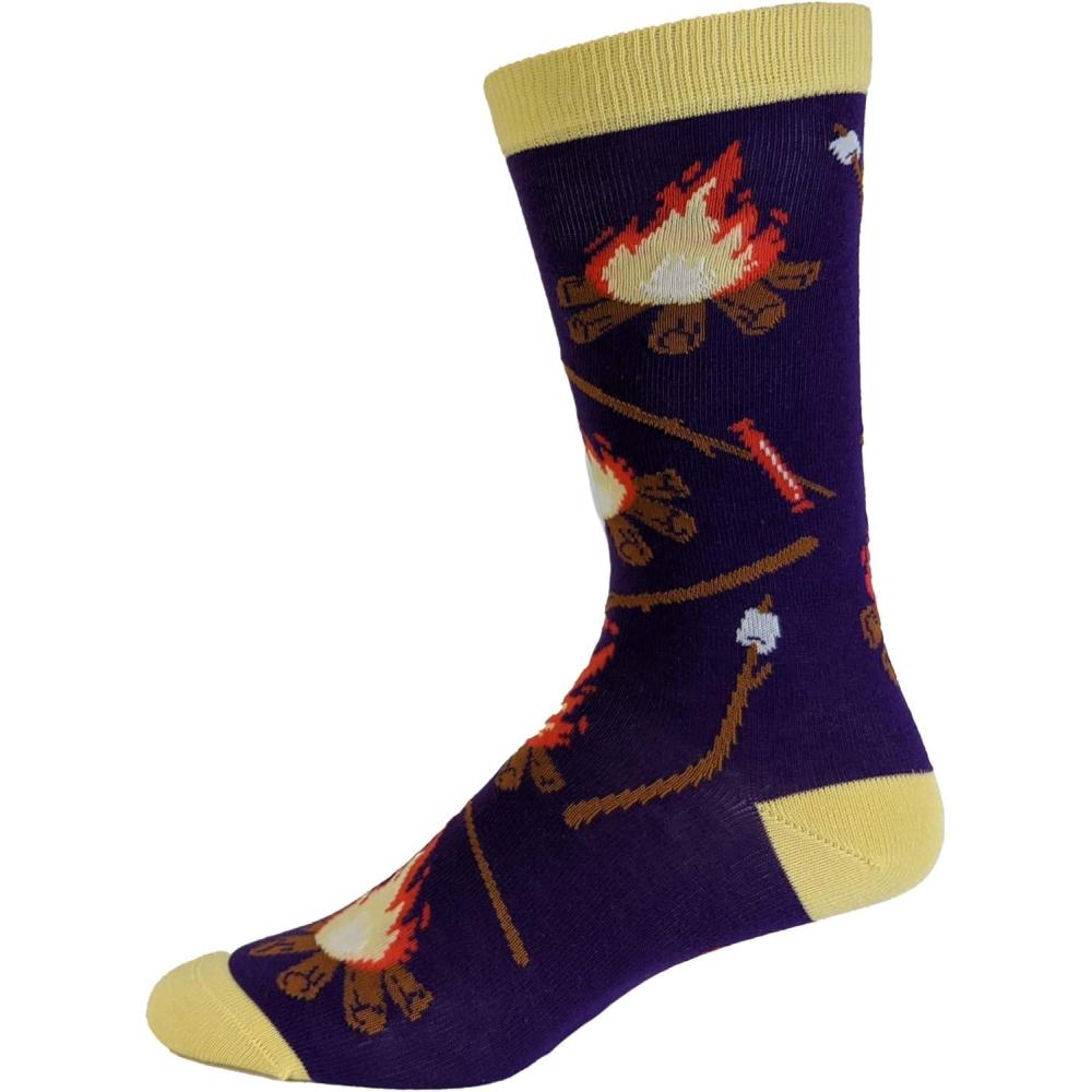 imageCrazy Dog TShirts Mens Funny Camping Socks With Awesome Graphics Hiking Socks for MenHappy Camper