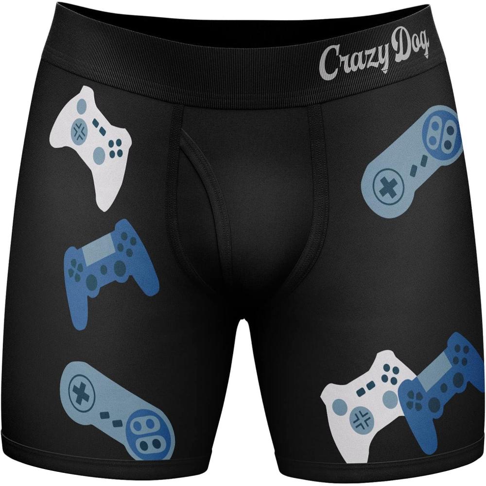 imageCrazy Dog TShirts Mens I Paused My Game to Be Here Boxer Brief Funny Video Gaming Gamer Gift Underwear Funny Graphic Boxers Sarcastic Cool Gamer Mens Novelty Boxer Briefs Paused my L