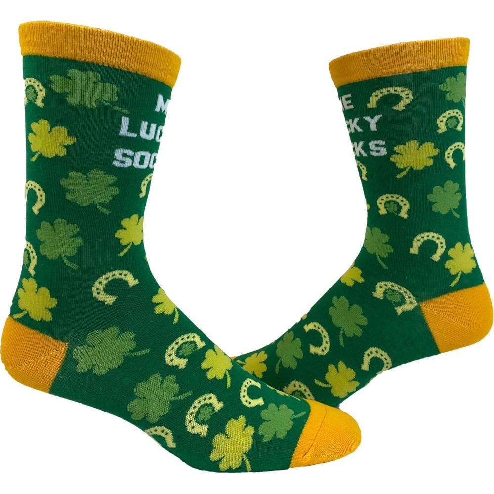 imageCrazy Dog TShirts Mens Me Lucky Socks Socks Funny Shamrock St Patricks Day Parade Irish Graphic Novelty Footwear