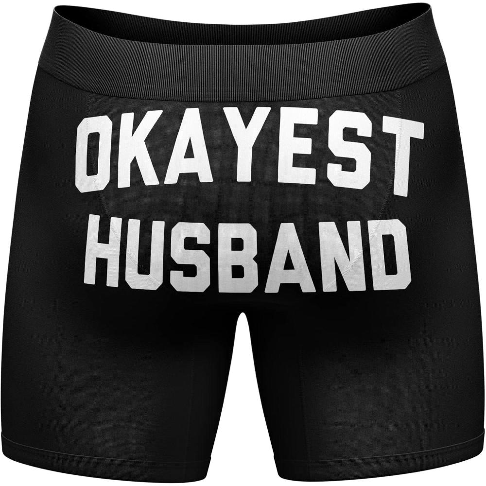 imageCrazy Dog TShirts Mens Okayest Husband Boxer Briefs Funny Gift from Wife Humor Novelty Underwear GagBlack