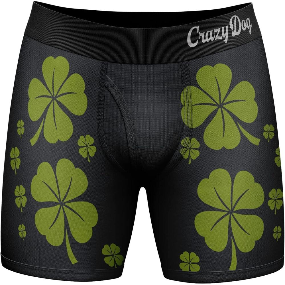 imageCrazy Dog TShirts Mens Rub for Luck Boxer Briefs Funny St Patricks Day Novelty Underwear for GuysBlack
