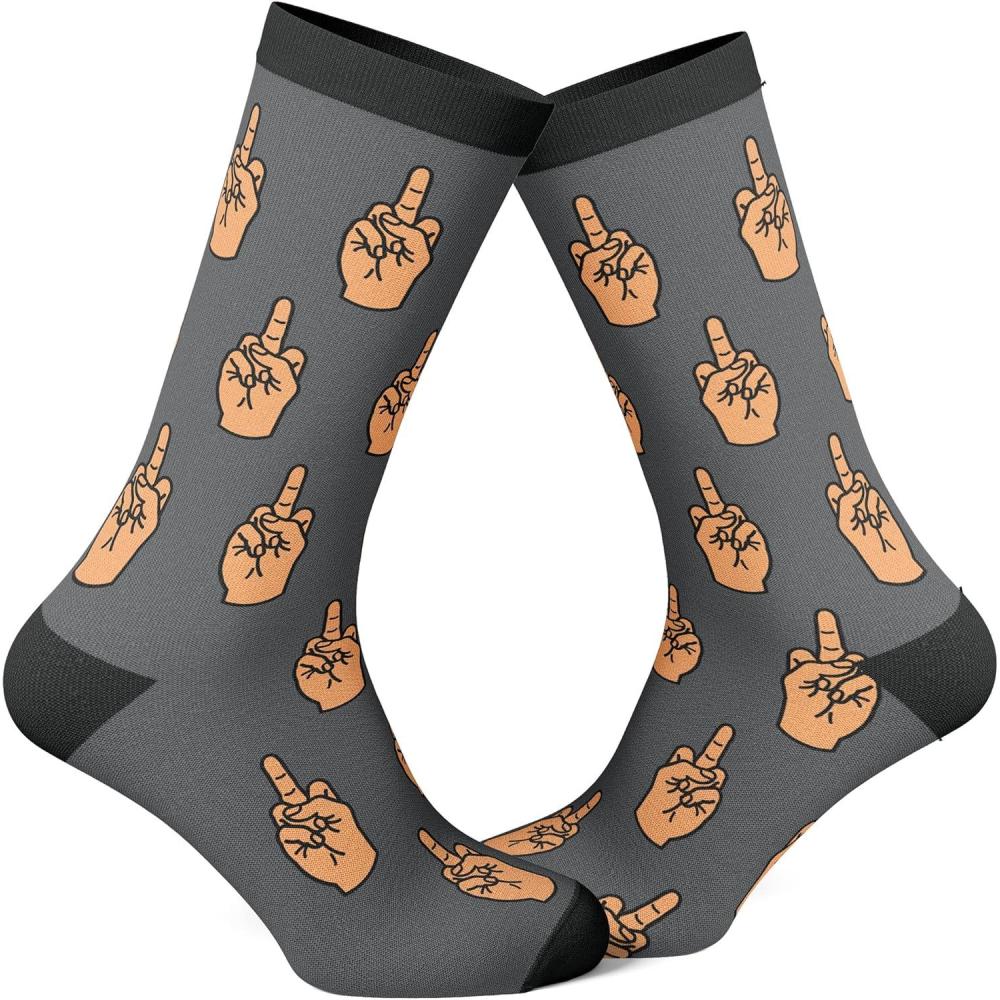 imageCrazy Dog TShirts Mens Sarcastic Socks Funny Crew Footwear for AdultsMiddle Finger