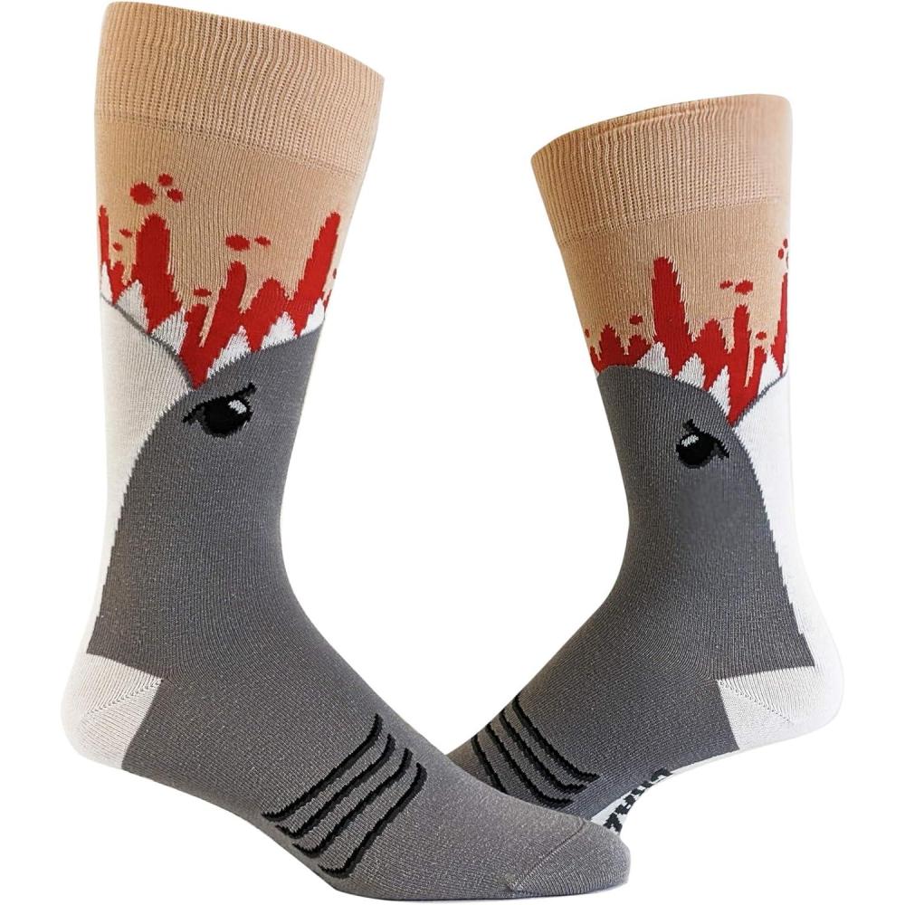 imageCrazy Dog TShirts Mens Sarcastic Socks Funny Crew Footwear for AdultsShark Attack