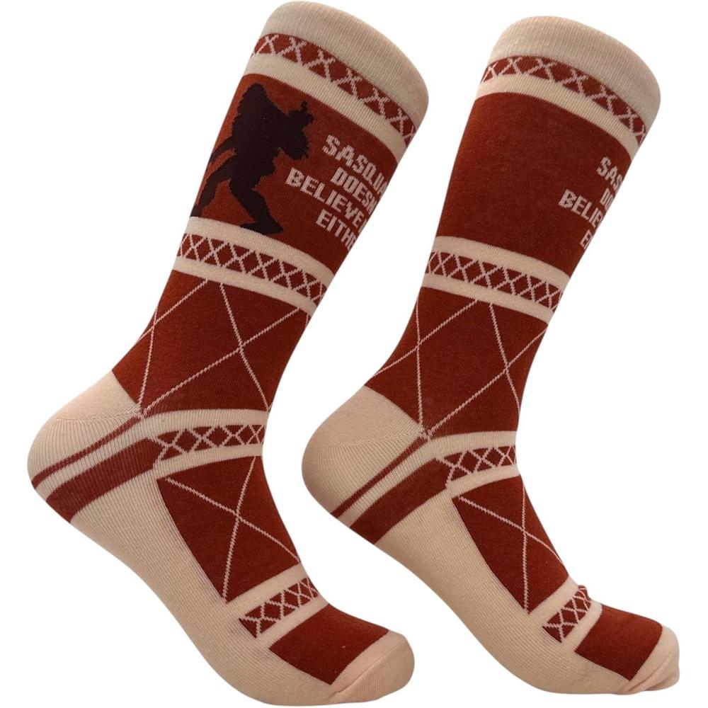 imageCrazy Dog TShirts Mens Sasquatch Socks Funny Sarcastic Bigfoot Graphic Footwear for MenSasquatch Believes
