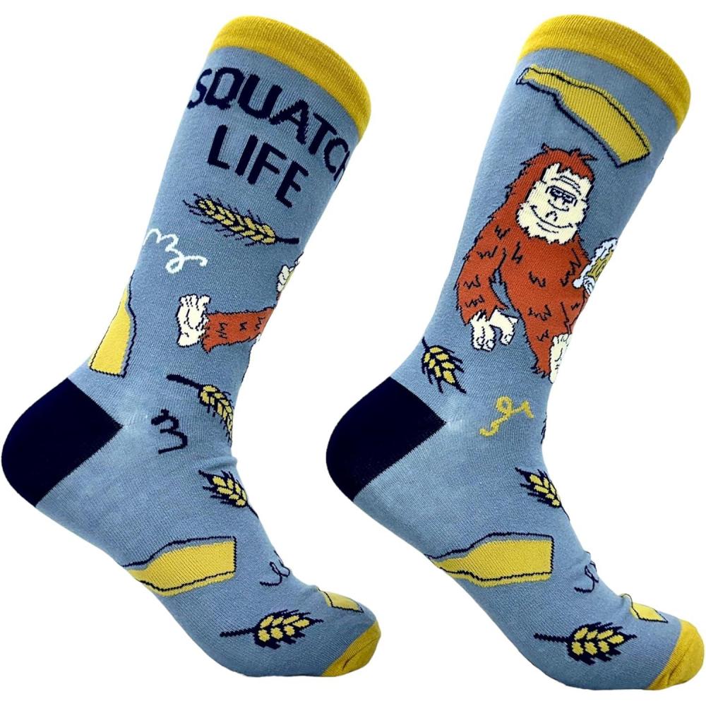imageCrazy Dog TShirts Mens Sasquatch Socks Funny Sarcastic Bigfoot Graphic Footwear for MenSquatch Life